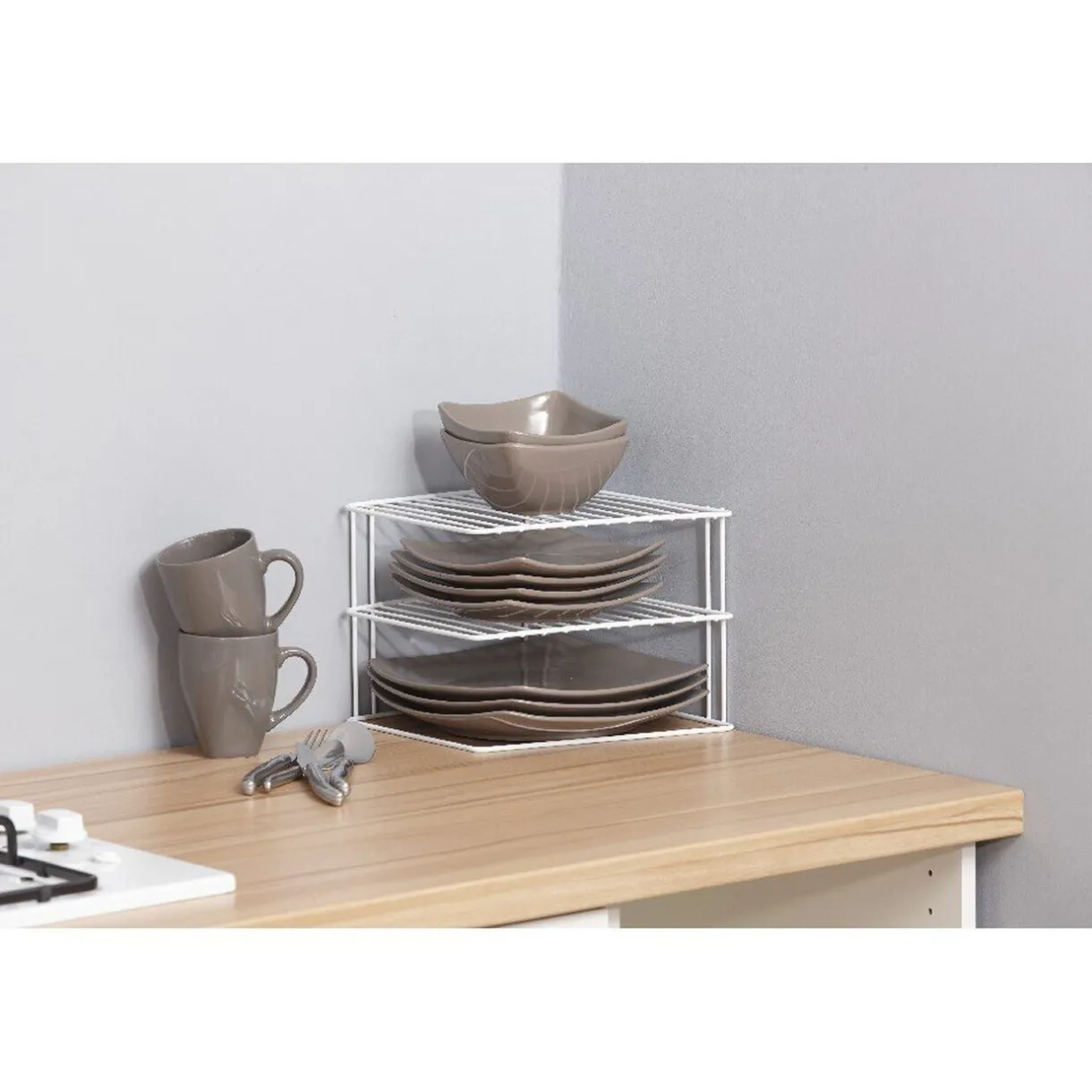 Etagère d angle 3 niveaux porte assiettes Metaltex^Gifi Discount