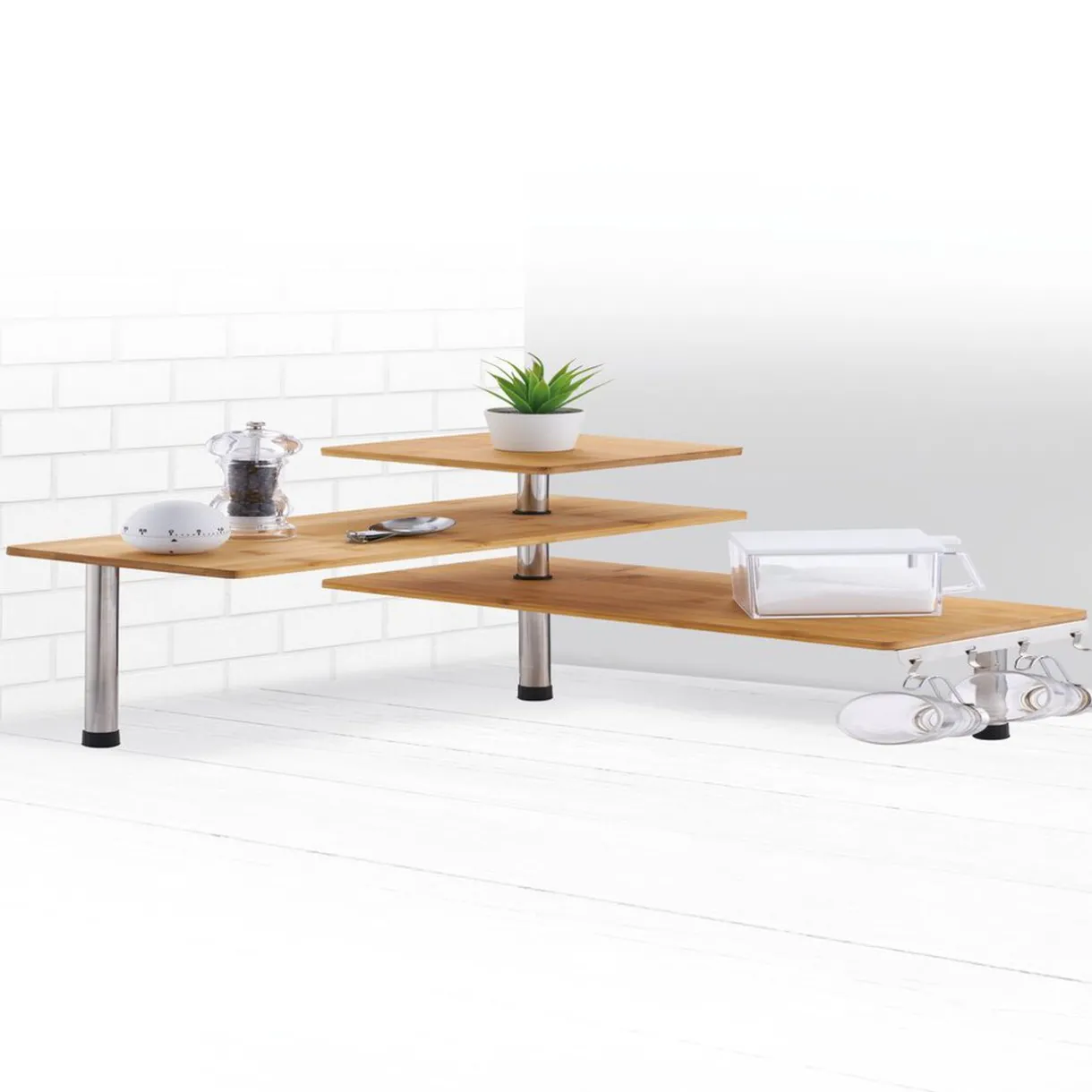 Etagère d'angle modulable en bambou^Gifi Sale