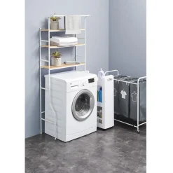 Entretien Du Linge|Gifi Etagère de rangement buanderie blanche et naturelle