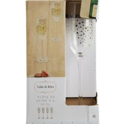 Flûte à champagne pois doré x4^Gifi