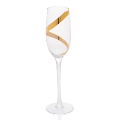 Flûte à champagne transparent motif ruban doré x3^Gifi Clearance