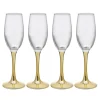 Flûte en verre transparent pied doré x4^Gifi Discount