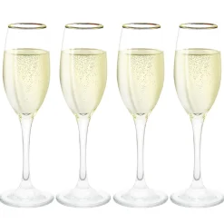 Flûte en verre transparent avec liseré doré x4^Gifi