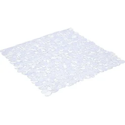 Hot Gifi Fond de douche carré design galet pvc transparent