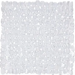 Hot Gifi Fond de douche carré design galet pvc transparent