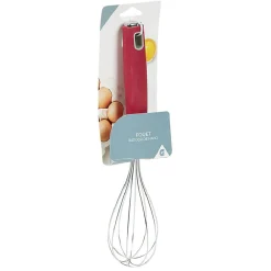 Fouet de cuisine en inox manche en polypropylène rouge^Gifi Discount