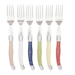 Fourchette inox manche multicolore x6^Gifi Discount