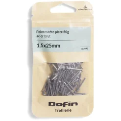 Hot Gifi 50g pointes tête homme acier brut - 1,5x25 mm