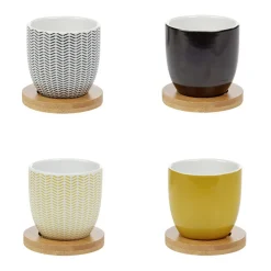 Gobelet à expresso avec sous tasse en bambou x4^Gifi Hot