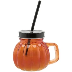 Gobelet avec paille en forme de citrouille orange 500 ml^Gifi