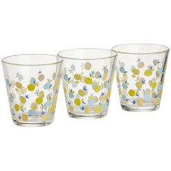 Gobelet bas conique transparent motif citron 25cl x3 - Ø8,4 x H8 cm^Gifi Hot