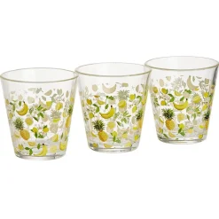 Gobelet bas conique transparent motif fruit exotique 25cl x3 - H8 cm^Gifi Online