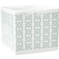 Gifi Gobelet carré à motif ciment blanc vert