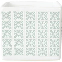 Gifi Gobelet carré à motif ciment blanc vert