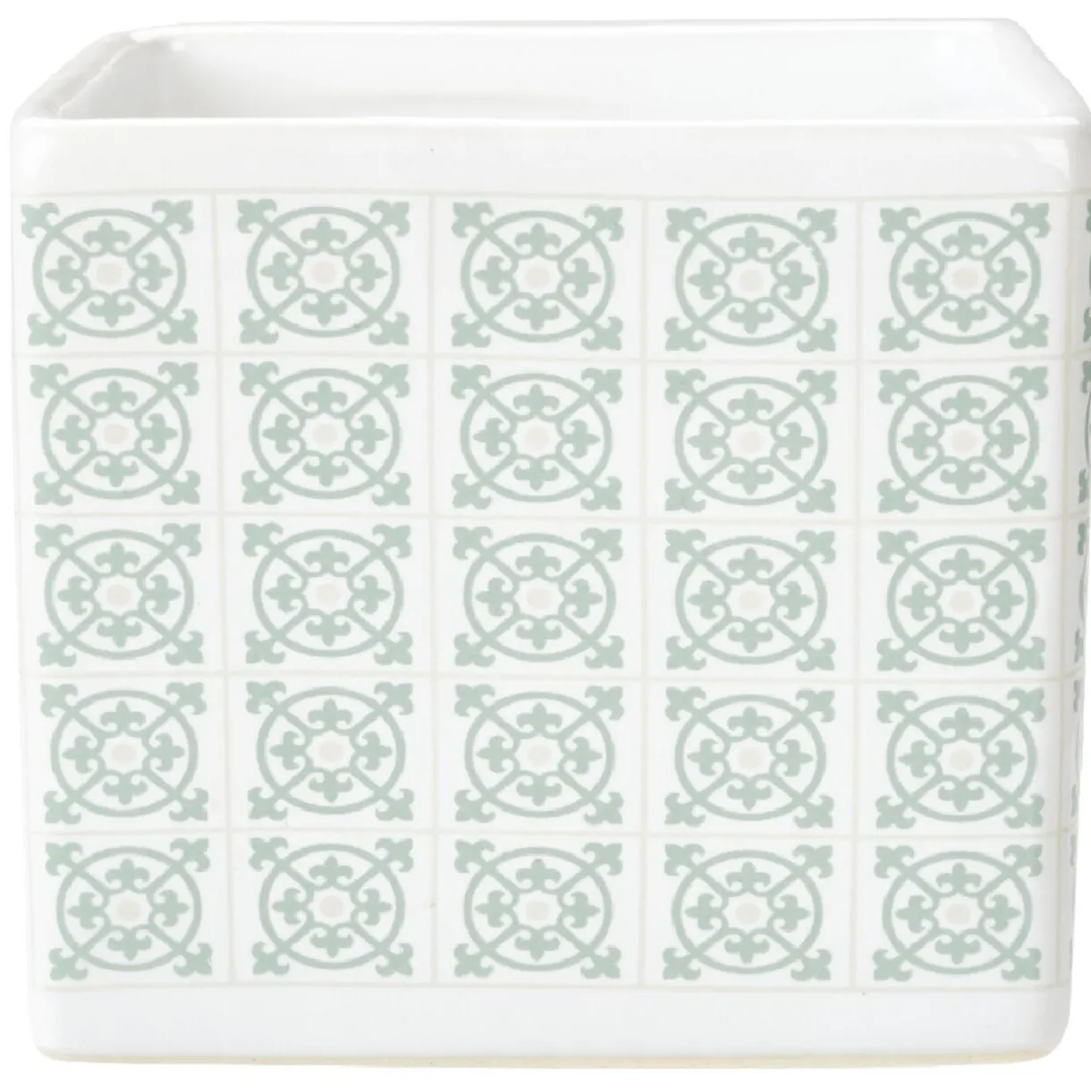 Gifi Gobelet carré à motif ciment blanc vert