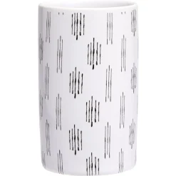New Gifi Gobelet céramique céramique blanc et noir motif trait Ø6xH10,5cm