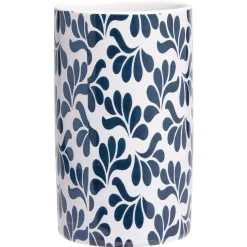 Outlet Gifi Gobelet céramique motif végétal blanc et bleu Ø6xH10,5cm