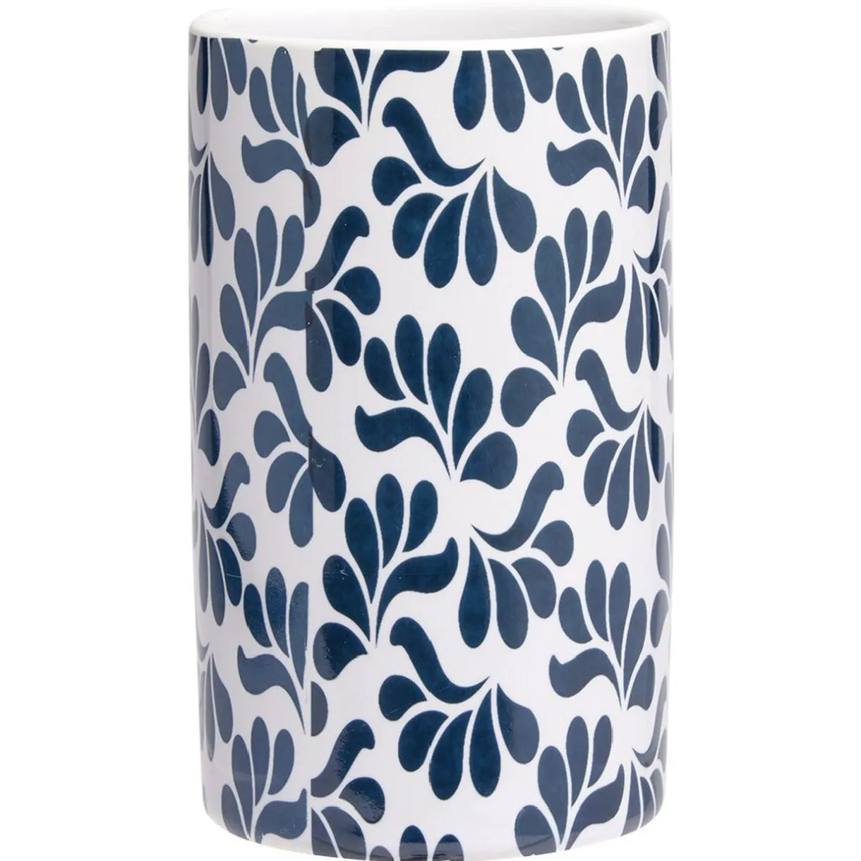 Outlet Gifi Gobelet céramique motif végétal blanc et bleu Ø6xH10,5cm