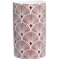 Discount Gifi Gobelet céramique vague japonaise blanc et rouge Ø6xH10,5cm