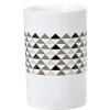 Discount Gifi Gobelet de salle de bain blanc motifs triangles