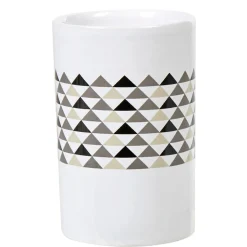 Discount Gifi Gobelet de salle de bain blanc motifs triangles