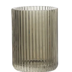 Discount Gifi Gobelet de salle de bain en verre relief strié noir