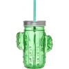 Gobelet en verre avec paille forme cactus ou fraise Ø10xH12,5cm^Gifi Clearance