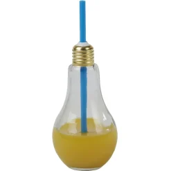 Gobelet en verre forme ampoule avec paille^Gifi Discount