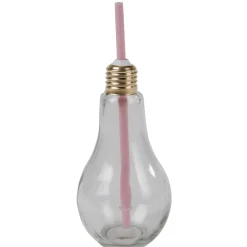 Gobelet en verre forme ampoule avec paille^Gifi Discount