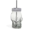 Gobelet en verre forme tête de mort avec paille et couvercle gris^Gifi Hot