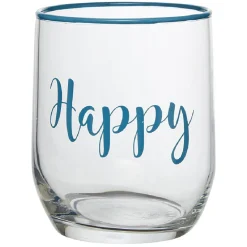 Gobelet en verre inscription Happy bord coloré 31,5 cl^Gifi Outlet