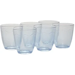 Gobelet en verre Margaux motifs chevron transparent bleu x6^Gifi Hot