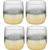 Gobelet en verre transparent pied doré x4^Gifi Discount