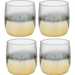 Gobelet en verre transparent pied doré x4^Gifi Discount