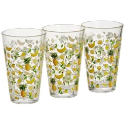 Gobelet haut verre transparent motif fruit exotique jaune 30cl x3^Gifi Sale
