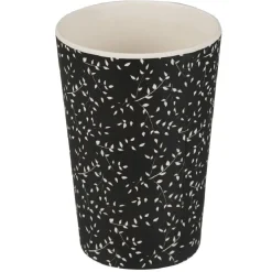 Gobelet mélaminé noir décor feuille blanche^Gifi Online
