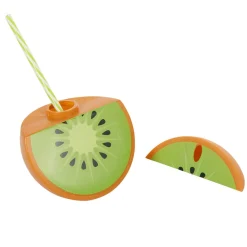 Gobelet plastique et paille en forme de kiwi^Gifi Clearance