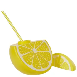 Gobelet plastique et paille en forme de citron^Gifi Clearance
