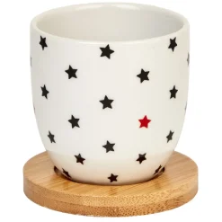 Gobelets café et sous tasse blanc motif noir rouge 11 cl x4^Gifi Hot