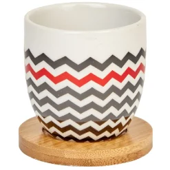 Gobelets café et sous tasse blanc motif noir rouge 11 cl x4^Gifi Hot