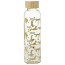 Gourde bouteille en verre avec bouchon bambou 500ml Ø6,5xH22cm^Gifi Discount