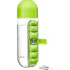 Gourde pilulier hebdomadaire transparente et verte^Gifi