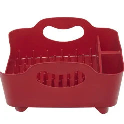 Entretien Du Linge|Gifi Égouttoir à vaisselle 3 compartiments rouge