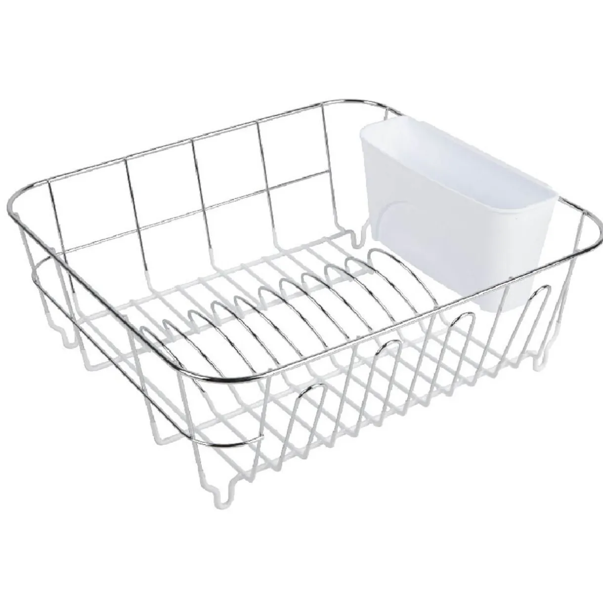 Égouttoir à vaisselle gris avec bac à couvert blanc^Gifi Discount