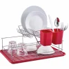 Égouttoir avec plateau et supports couverts rouges 2 niveaux^Gifi Sale