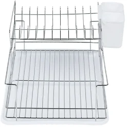 Égouttoir avec plateau et supports couverts blanc 2 niveaux^Gifi