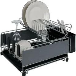 Égouttoir extensible en métal et plastique gris 41,5x30xH23,5cm^Gifi Clearance