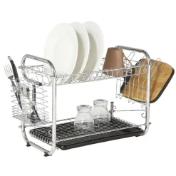 Égouttoir XXL 2 niveaux récupérateur d'eau inox^Gifi Outlet