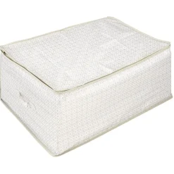 Rangement|Gifi Housse de rangement rectangulaire motif triangle beige et blanc