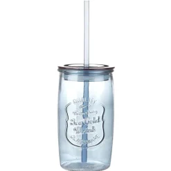 Jarre avec couvercle et paille en verre^Gifi Sale